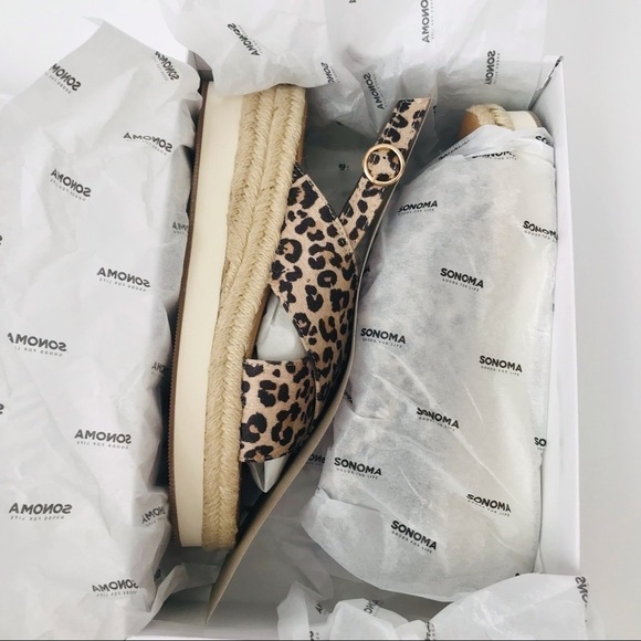 New! Platform Leopard Cheetah Print Straw Espadrilles Jute Wedge Heel Sandals - Picture 9 of 9